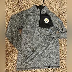 Fanatics Black and Gray Quarter Zip Long Sleeve Pittsburgh Steelers - Small
